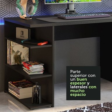 ESCRITORIO GAMER MADESA MDFC020002D8 201 CM X 80.7 CM + PANEL PARA TV HASTA 65 PULGADAS - 6
