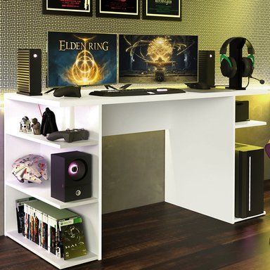 ESCRITORIO GAMER MADESA XA940909 61.7 CM X 151.7 CM BLANCO 9409 PARA PC Y CONSOLA XA