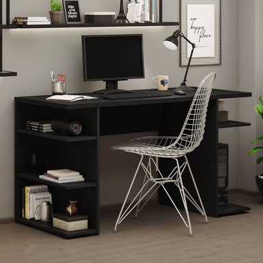 ESCRITORIO DE OFICINA PARA PC MODERNO - NEGRO