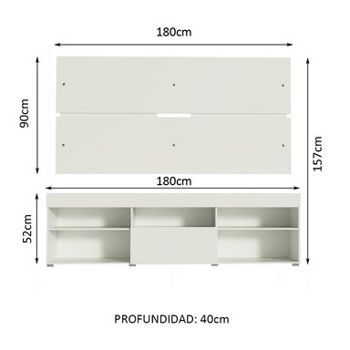 CENTRO DE ENTRETENIMIENTO MADESA XA7003091 HAVAÍ ESTANTE 1 PUERTA HASTA 65 PULGADAS - 2