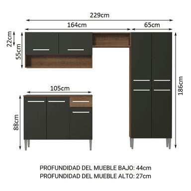 ARMARIO DE COCINA MADESA XAGREM2290027K COMPACTA 229CM EMILLY POP 02 - 2