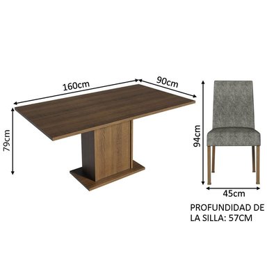JUEGO COMEDOR MADESA 4 SILLAS MARRÓN KEILA - 3