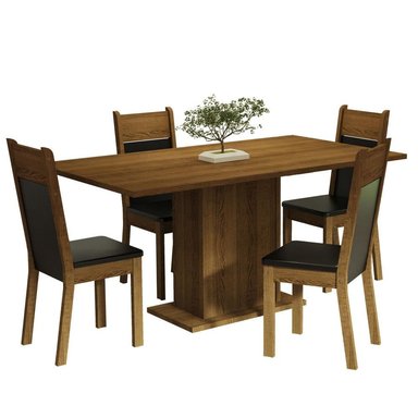 JUEGO COMEDOR MADESA 4 SILLAS NEGRO MESA CON TABLERO MADERA MARRÓN ELISA