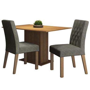 JUEGO COMEDOR MADESA 2 SILLAS MARRÓN TAINÁ PLATA