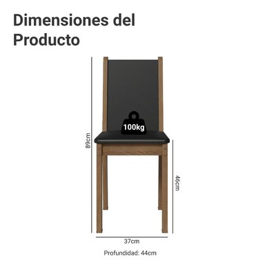 SILLAS COMEDOR MADESA NEGRO 4291 X4 MARRÓN - 3