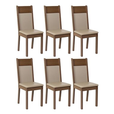 KIT CON 6 SILLAS DE COMEDOR 4280 - MARRÓN/CREMA/BEIGE