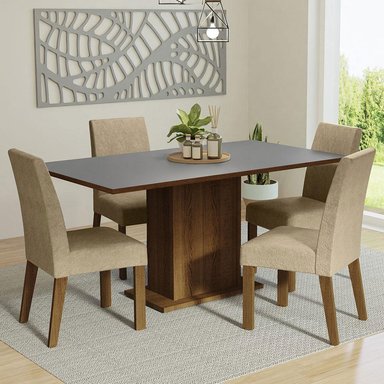 JUEGO DE COMEDOR KEILA CON 4 SILLAS - MARRÓN/GRIS/IMPERIAL - 2