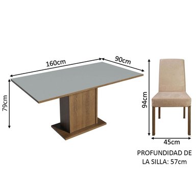 JUEGO DE COMEDOR KEILA CON 4 SILLAS - MARRÓN/GRIS/IMPERIAL - 3