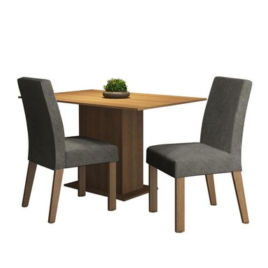JUEGO DE COMEDOR MANU CON 2 SILLAS MARRÓN/PLATA