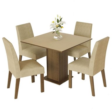 JUEGO COMEDOR MADESA 4 SILLAS CREMA DEISE