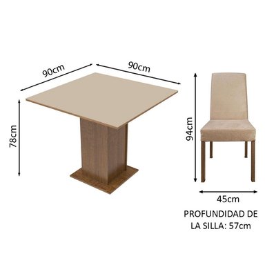 JUEGO COMEDOR MADESA 4 SILLAS CREMA DEISE - 3