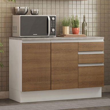 MUEBLE DE COCINA 2 PUERTAS Y 3 CAJONES GLAMY 120 CM CON ENCIMERA BLANCO/MARRÓN - 2