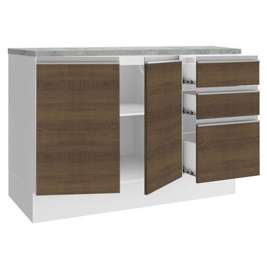 MUEBLE DE COCINA 2 PUERTAS Y 3 CAJONES GLAMY 120 CM CON ENCIMERA BLANCO/MARRÓN - 3
