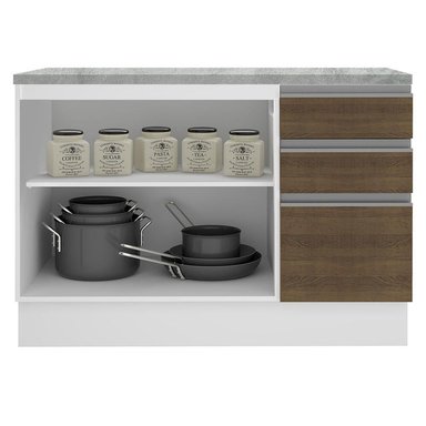 MUEBLE DE COCINA 2 PUERTAS Y 3 CAJONES GLAMY 120 CM CON ENCIMERA BLANCO/MARRÓN - 4