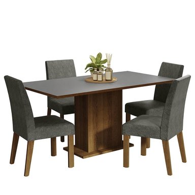 JUEGO COMEDOR MADESA 4 SILLAS GRIS KEILA