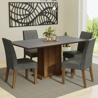 JUEGO COMEDOR MADESA 4 SILLAS GRIS KEILA - 2