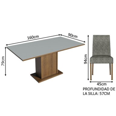 JUEGO COMEDOR MADESA 4 SILLAS GRIS KEILA - 3