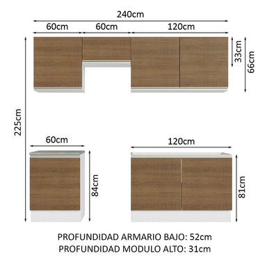 MUEBLE DE COCINA MADESA INTEGRAL GLAMY 240 CM 09 - 3