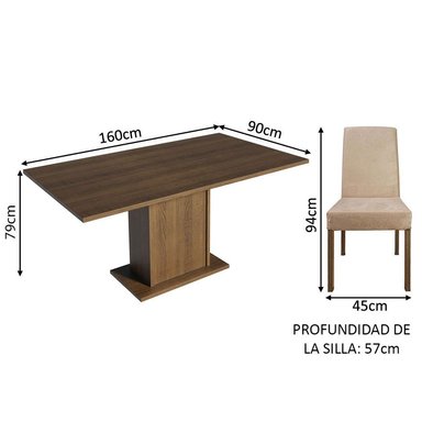 JUEGO COMEDOR MADESA 4 SILLAS MARRÓN KEILA - 3