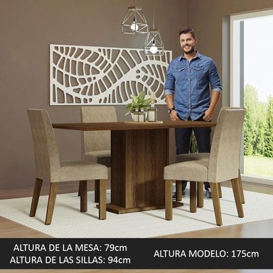 JUEGO COMEDOR MADESA 4 SILLAS MARRÓN KEILA - 4
