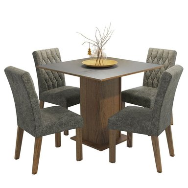 JUEGO COMEDOR MADESA 4 SILLAS GRIS LIVIA