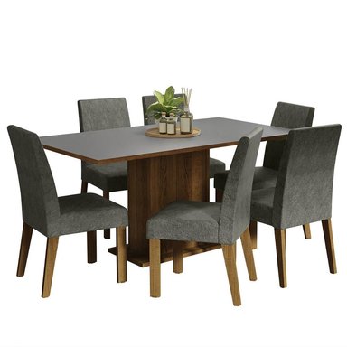 JUEGO COMEDOR MADESA 6 SILLAS GRIS RENATA