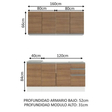 MUEBLE DE COCINA MADESA GLAMY INTEGRAL 160 CM BLANCO/MARRÓN 03 - 3