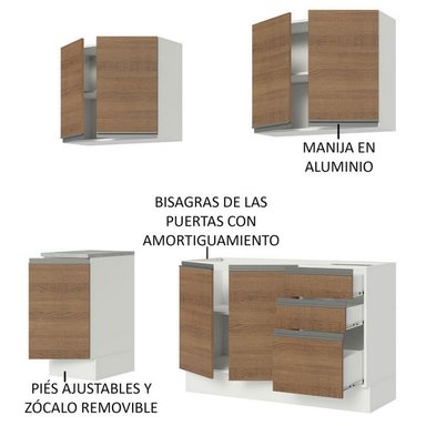 MUEBLE DE COCINA MADESA GLAMY INTEGRAL 160 CM BLANCO/MARRÓN 03 - 5