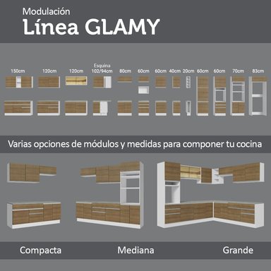 MUEBLE DE COCINA MADESA GLAMY 3 CAJONES 40 CM BLANCO/MARRÓN - 2