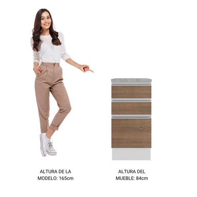 MUEBLE DE COCINA MADESA GLAMY 3 CAJONES 40 CM BLANCO/MARRÓN - 4