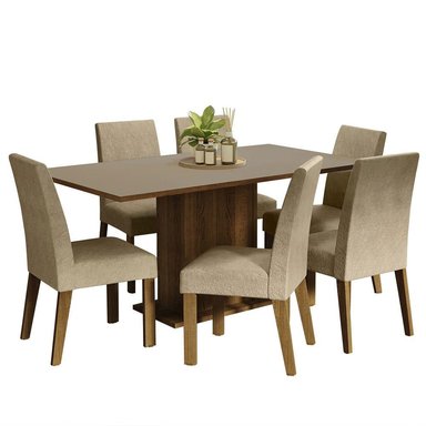 JUEGO COMEDOR MADESA 6 SILLAS CREMA RENATA