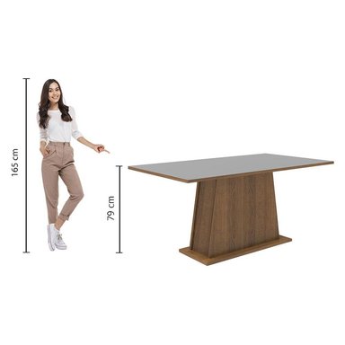 MESA DE COMEDOR RECTANGULAR 6 PUESTOS 5364 - MARRÓN/GRIS - 3