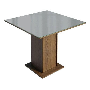 MESA COMEDOR MADESA GRIS CUADRADA 4 PUESTOS TABLERO MADERA Y CUBIERTA CRISTAL