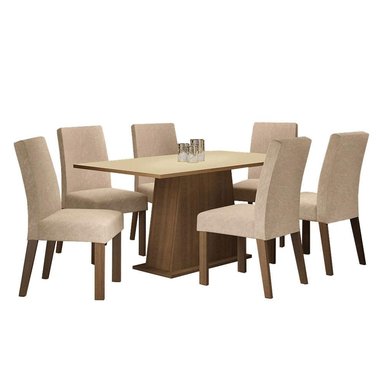 JUEGO COMEDOR MADESA 6 SILLAS CREMA LUCIANA