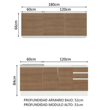 MUEBLE DE COCINA MADESA GLAMY INTEGRAL 180 CM CON LAVADERO 05 - 3
