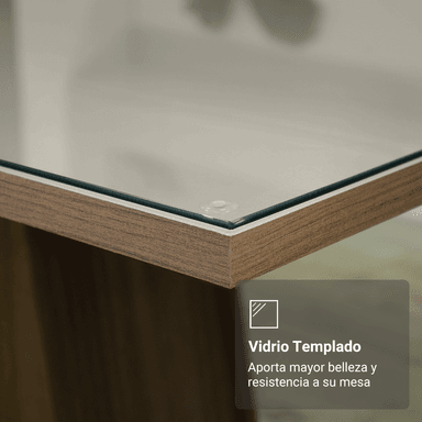 JUEGO COMEDOR MADESA 4 SILLAS CREMA SABRINA TABLERO MADERA Y CUBIERTA CRISTAL - 4