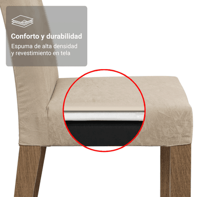 JUEGO COMEDOR MADESA 4 SILLAS CREMA SABRINA TABLERO MADERA Y CUBIERTA CRISTAL - 6