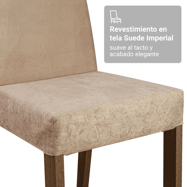 JUEGO COMEDOR MADESA 4 SILLAS CREMA SABRINA TABLERO MADERA Y CUBIERTA CRISTAL - 7