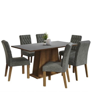 JUEGO COMEDOR MADESA 6 SILLAS GRIS BRITNEY
