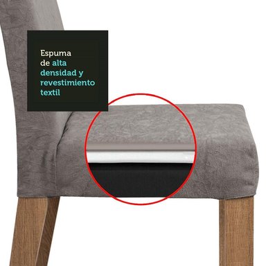 JUEGO COMEDOR MADESA 4 SILLAS GRIS AVRIL TABLERO MADERA Y CUBIERTA CRISTAL - 6