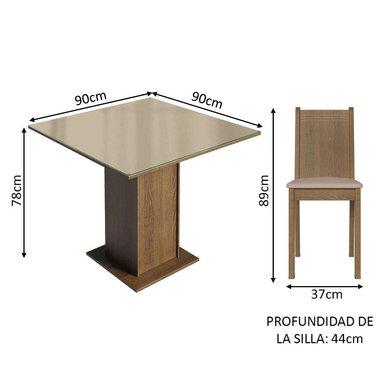 JUEGO DE COMEDOR PERLA CON 4 SILLAS - MARRÓN/CREMA/BEIGE - 3