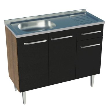 MUEBLE DE COCINA EMILLY 105 CM CON LAVADERO - MARRÓN/NEGRO - 1