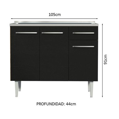 MUEBLE DE COCINA EMILLY 105 CM CON LAVADERO - MARRÓN/NEGRO - 2