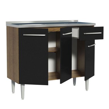 MUEBLE DE COCINA EMILLY 105 CM CON LAVADERO - MARRÓN/NEGRO - 3