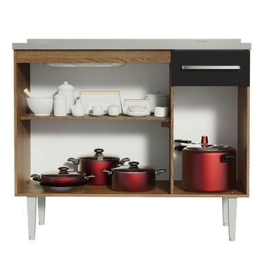 MUEBLE DE COCINA EMILLY 105 CM CON LAVADERO - MARRÓN/NEGRO - 4