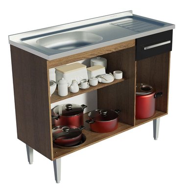 MUEBLE DE COCINA EMILLY 105 CM CON LAVADERO - MARRÓN/NEGRO - 5