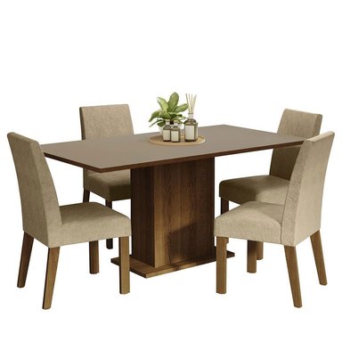 JUEGO DE COMEDOR KEILA CON 4 SILLAS - MARRÓN/CREMA/IMPERIAL - 1