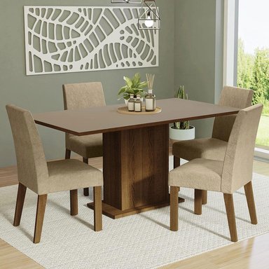 JUEGO DE COMEDOR KEILA CON 4 SILLAS - MARRÓN/CREMA/IMPERIAL - 2