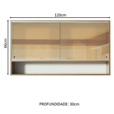 ALACENA DE COCINA MADESA GLAMY 120 CM 2 PUERTAS CORREDIZAS DE CRISTAL REFLEX 1 NICHO - 2