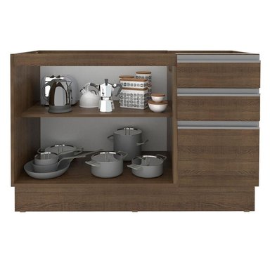 MUEBLE DE COCINA MADESA GLAMY 3 CAJONES 120 CM MOSTRADOR PARA LAVADERO CON PORTACUBIERTOS - 2